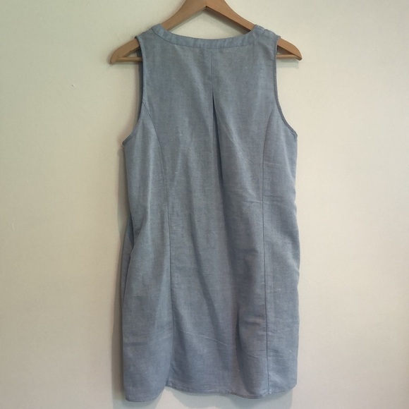 Very J sleeveless dress size medium lace up front, pockets, blue - Picture 6 of 6